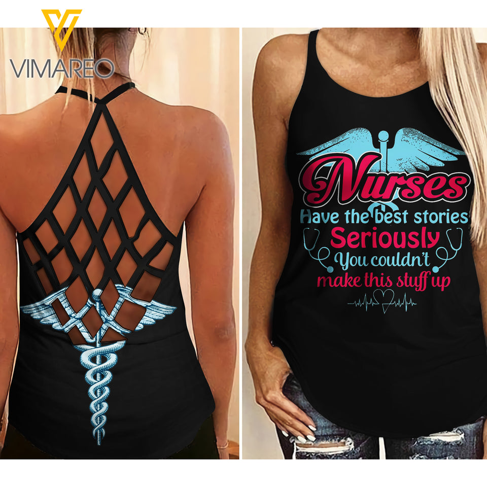 Nurse Girl Criss-Cross Open Back Camisole Tank Top 2203NGBTQ