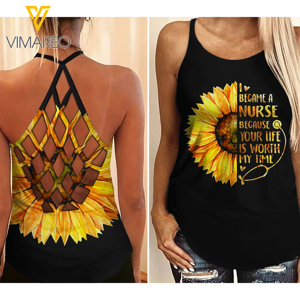 Nurse Girl Criss-Cross Open Back Camisole Tank Top 2203NGBTQ