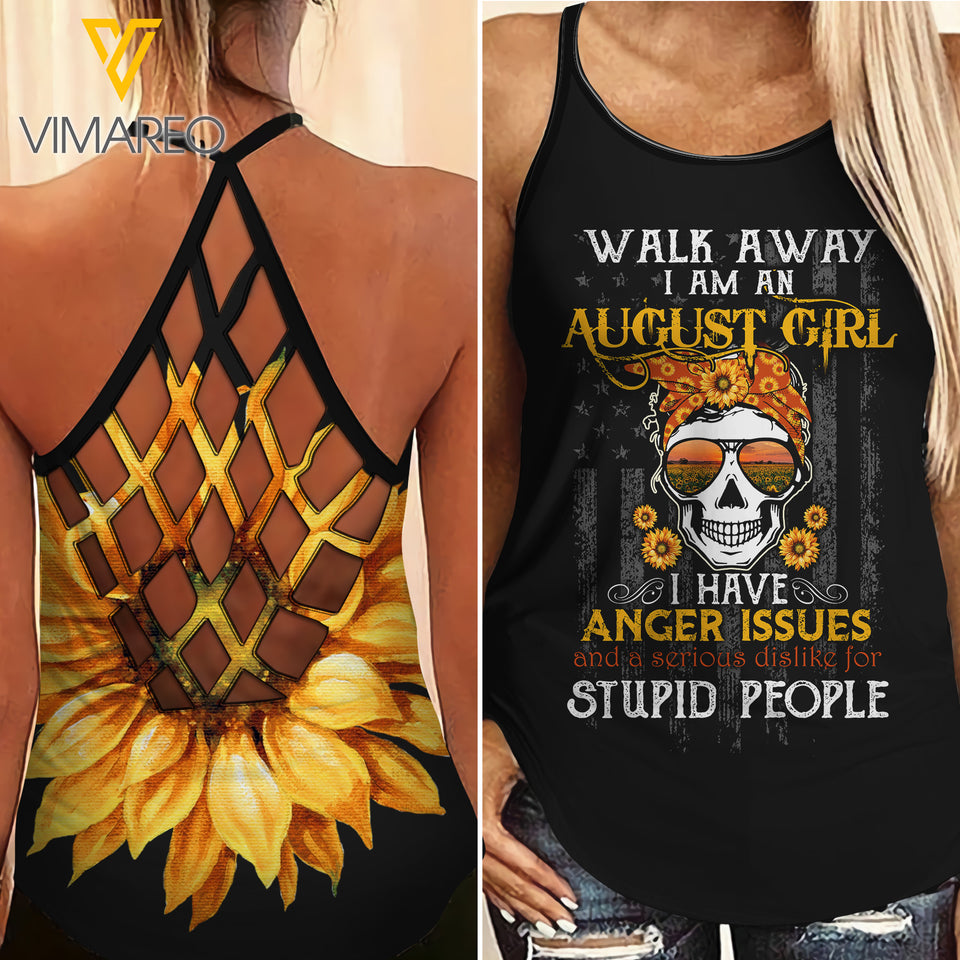 Hippie August girl Criss-Cross Open Back Camisole Tank Top 2306TH