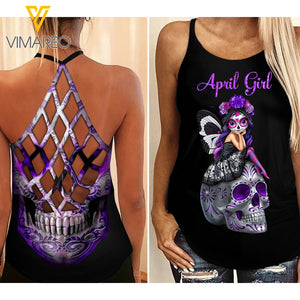 April Girl Criss-Cross Open Back Camisole Tank Top 1503NGBTQ