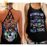 September Girl Tattos Criss-Cross Open Back Camisole Tank Top 1106TQ
