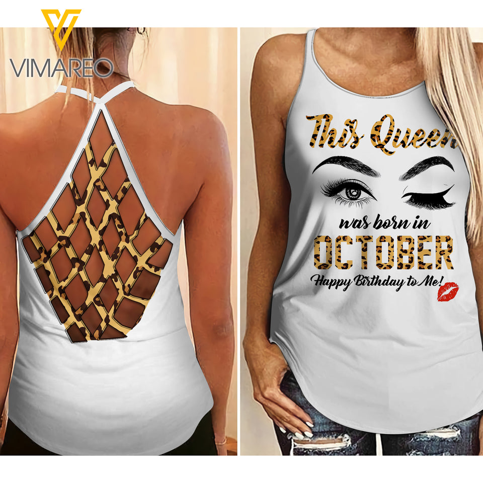 October Girl Criss-Cross Open Back Camisole Tank Top 1404NGBTQ