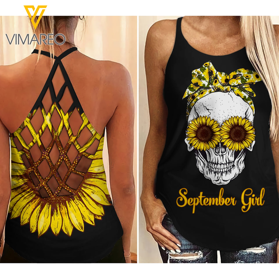 September Girl Criss-Cross Open Back Camisole Tank Top 2403NGBTQ