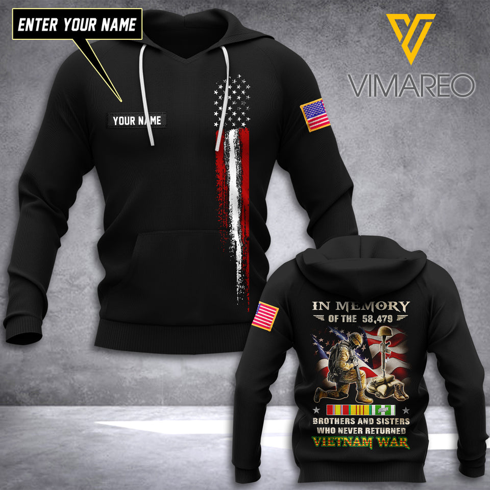 Customized Vietnam veteran Army 3D Printed TShirt/Hoodie 1404NGBTH