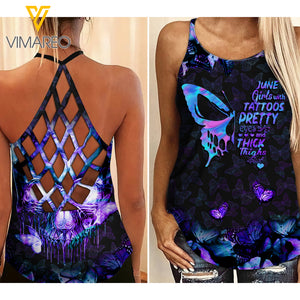 June Girl Tatoo Criss-Cross Open Back Camisole Tank Top 1806TQ