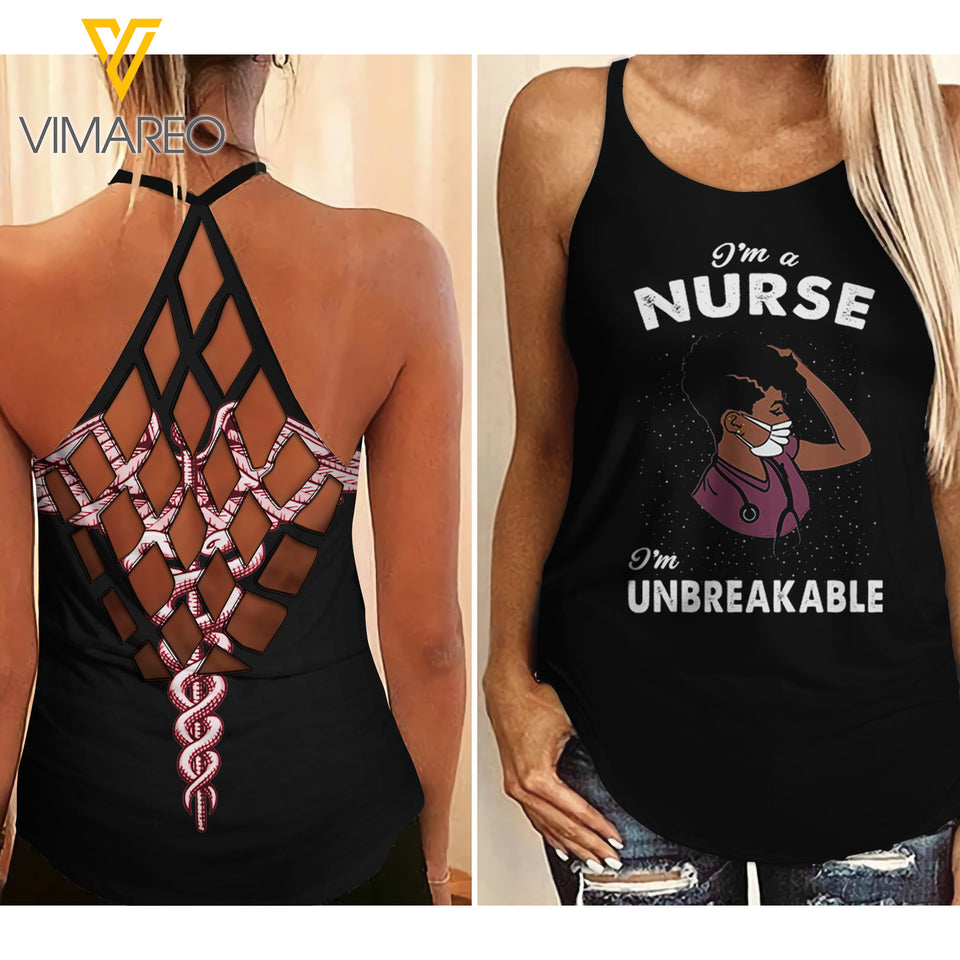 Nurse Criss-Cross Open Back Camisole Tank Top NKSUE