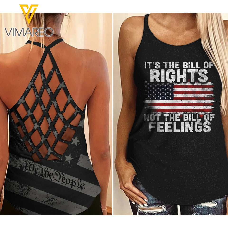 WE THE PEOPLE Criss-Cross Open Back Camisole Tank Top TMTL RIGHTS