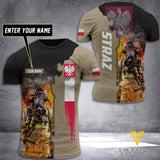Poland FIREFIGHTER CUSTOMIZE T SHIRT 3D PRINTED TMTL