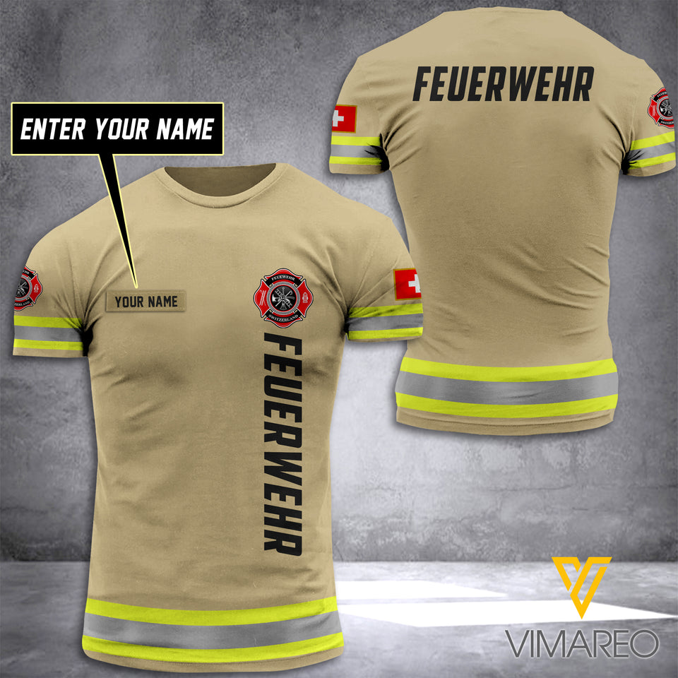 Swiss FIREFIGHTER CUSTOMIZE T SHIRT 3D PRINTED TMT