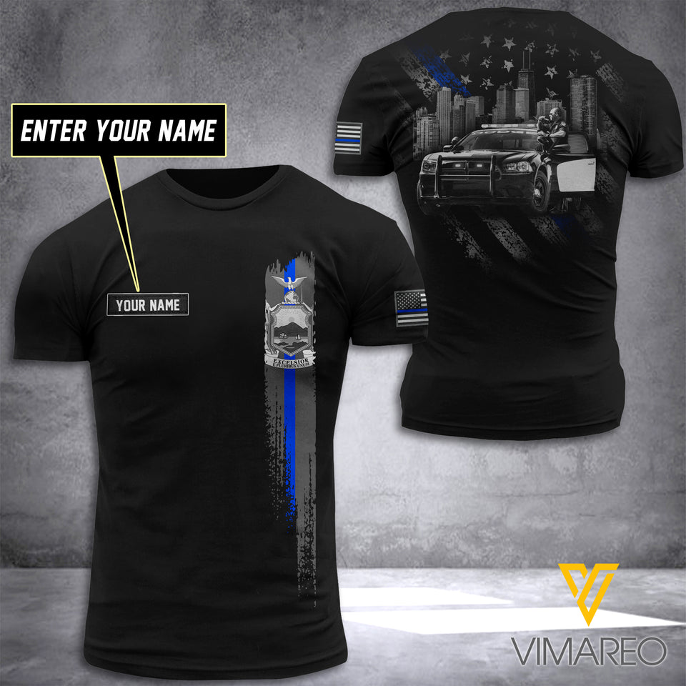 New York BLUE LINE CUSTOMIZE T SHIRT 3D PRINTED TMT