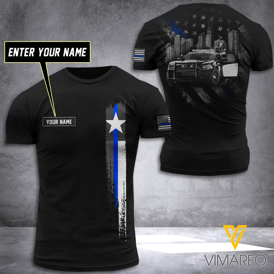 Texas BLUE LINE CUSTOMIZE T SHIRT 3D PRINTED TMT