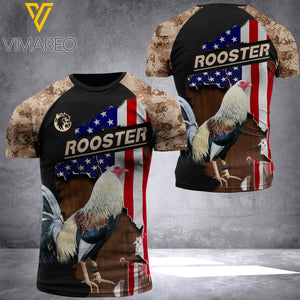rooster T SHIRT 3D PRINTED TMTL patriot