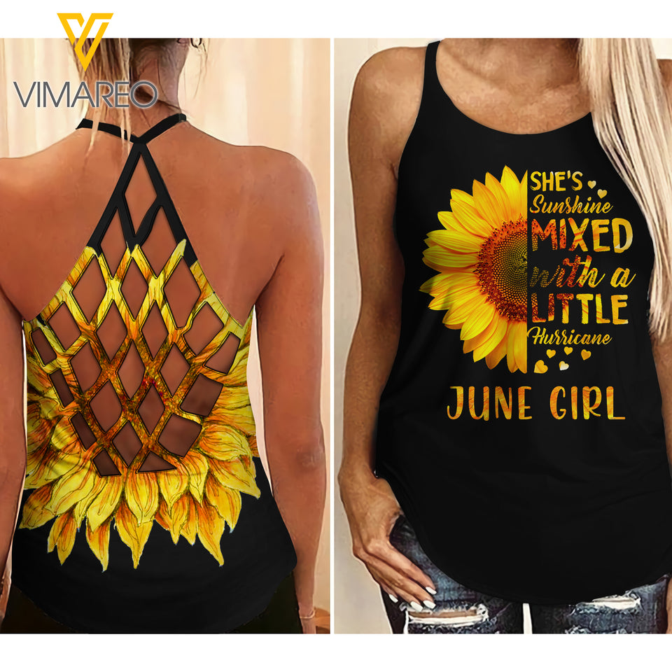 JUNE GIRL SUNFLOWER Criss-Cross Open Back Camisole Tank Top TMTL64