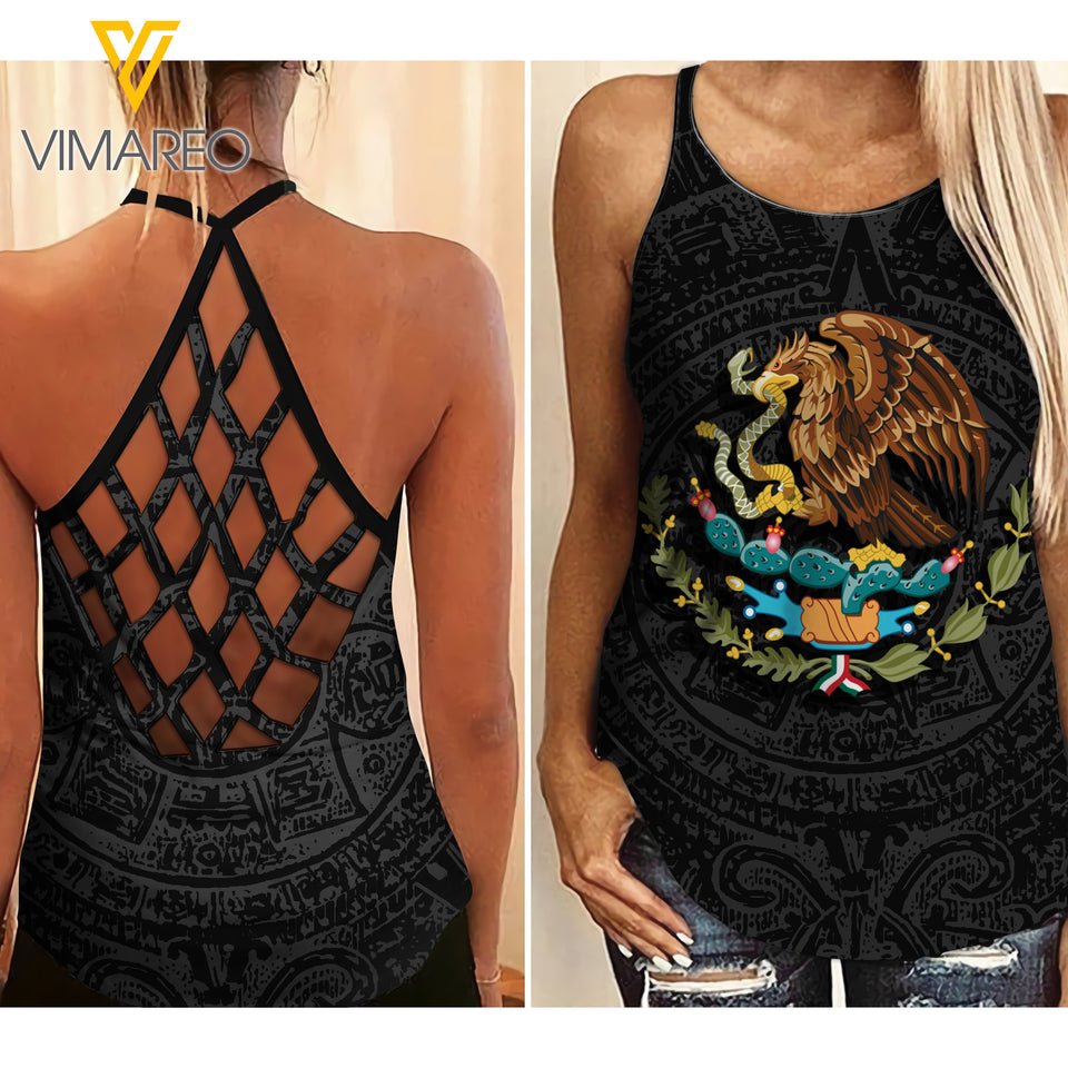 MEXICO GIRL Criss-Cross Open Back Camisole Tank Top Legging TMTL SEAL