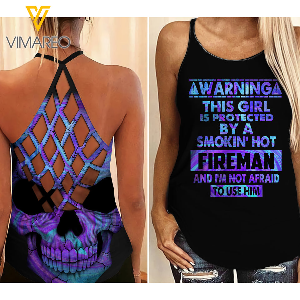 FIREMAN WIFE Criss-Cross Open Back Camisole Tank Top TMTL TIE DYE