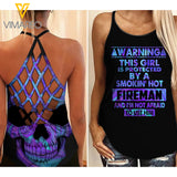 FIREMAN WIFE Criss-Cross Open Back Camisole Tank Top TMTL TIE DYE