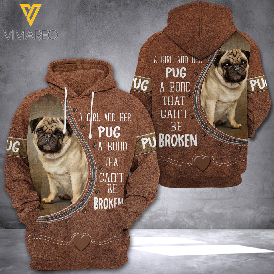 PUG DOG HOODIE 3D LC