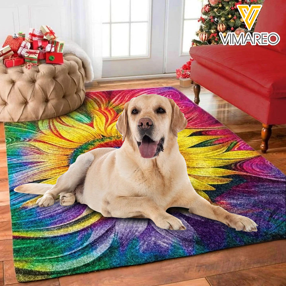 LABRADOR RETRIEVER SUNFLOWER TIE DYE RUG