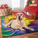 LABRADOR RETRIEVER SUNFLOWER TIE DYE RUG