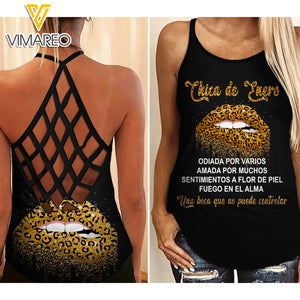 Enero Girl Sunflower Criss-Cross Open Back Camisole Tank Top 1309A