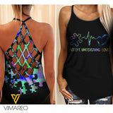 PHN AUTISM AWARENESS Criss-Cross Open Back Camisole Tank Top Legging MAR-MA12