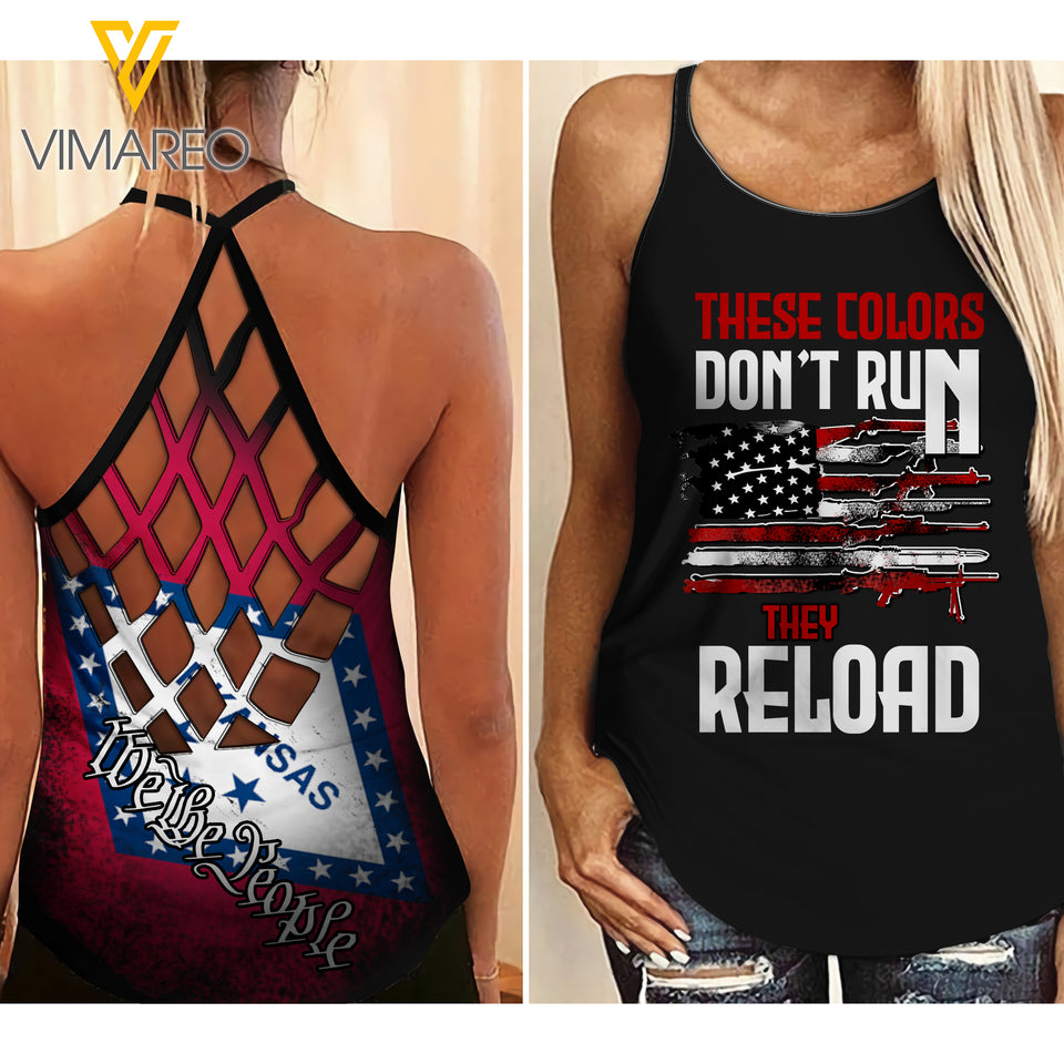Arkansas Flag girl Criss-Cross Open Back Camisole Tank Top 1504NGBA