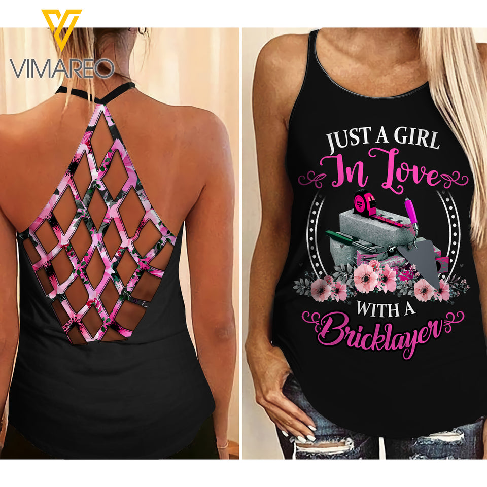 Bricklayer Criss-Cross Open Back Camisole Tank Top MAR-MA22