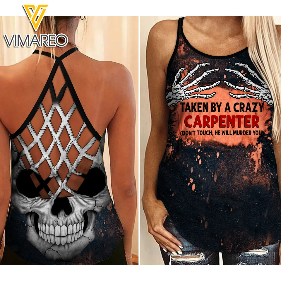 PHN Taken By A Crazy Carpenter Criss-Cross Open Back Camisole Tank Top Legging SEP-MA21