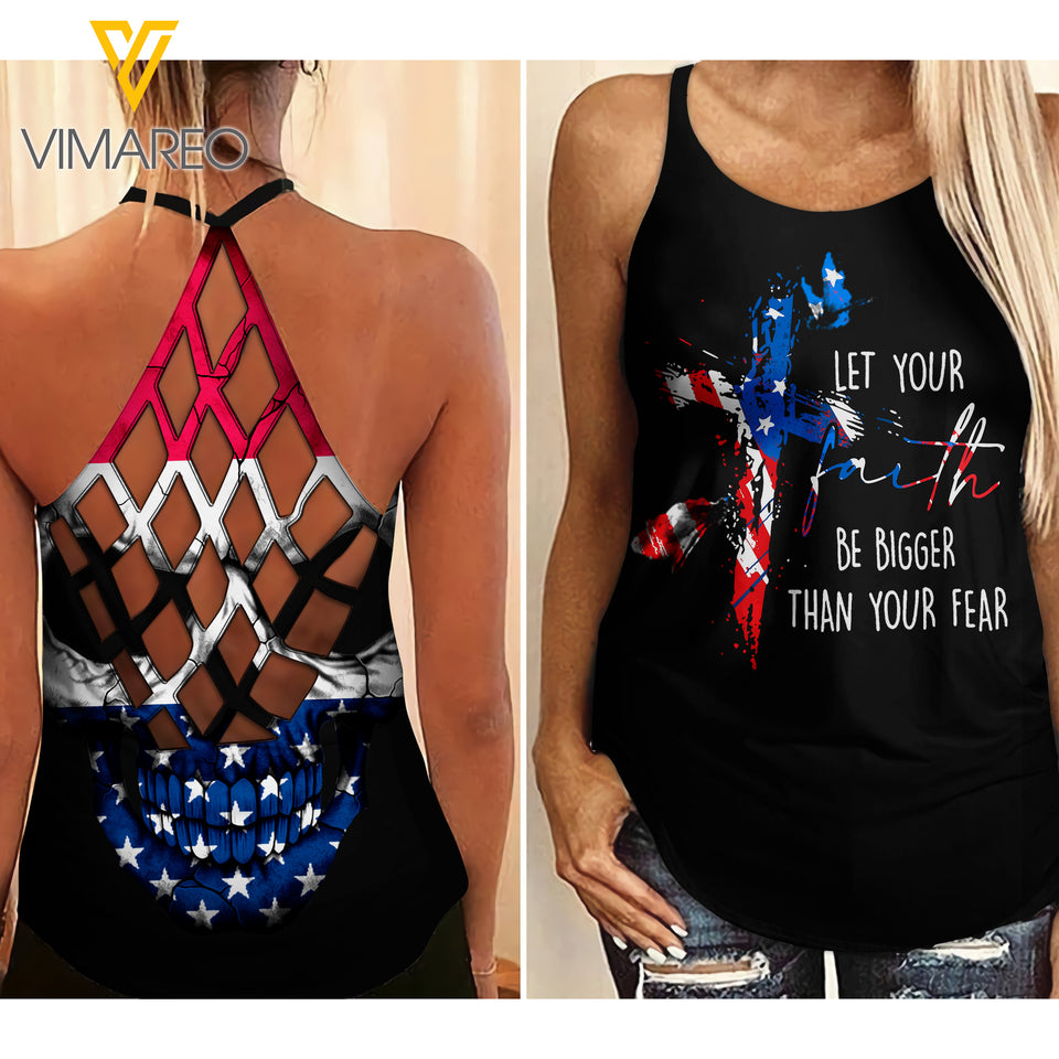 FAITH Criss-Cross Open Back Camisole Tank Top TMTL FEAR