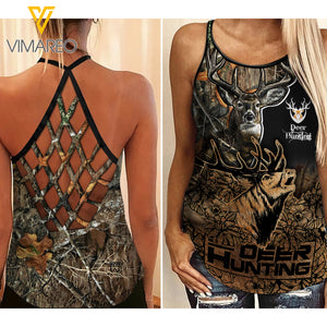 DEER HUNTING CRISS-CROSS OPEN BACK CAMISOLE TANK TOP
