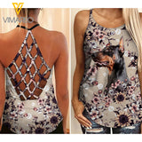 PHN Doberman Dog Criss-Cross Open Back Camisole Tank Top Legging MAR-MA23