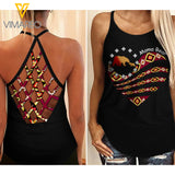 Mama bear Girl Criss-Cross Open Back Camisole Tank Top 3103NGBA