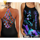 German Shepherd Dog Criss-Cross Open Back Camisole Tank Top MAR-MA16