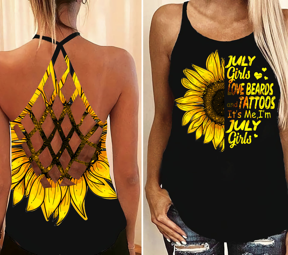 PHN July Girl Criss-Cross Open Back Camisole Tank Top Legging MAR-MA22 SF