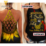 JULY QUEEN SUNFLOWER CUSTOMIZE CRISS-CROSS OPEN BACK CAMISOLE TANK TOP