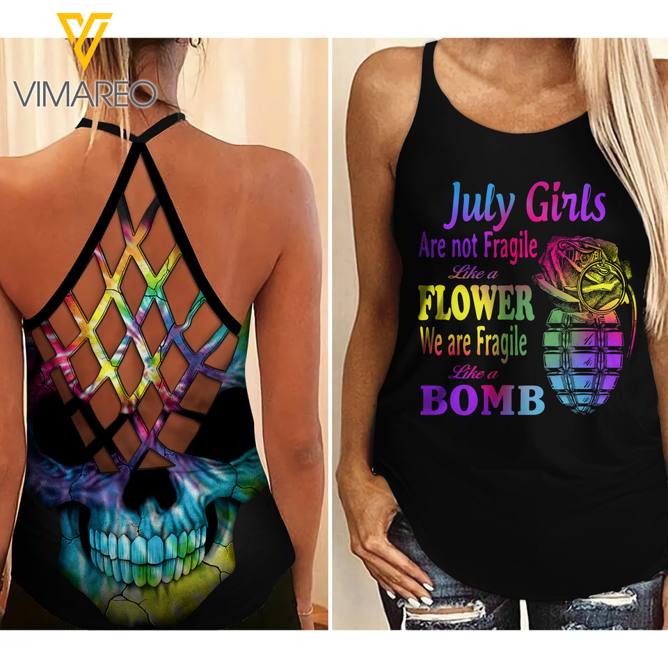 July Girl Criss-Cross Open Back Camisole Tank Top  ZA2903