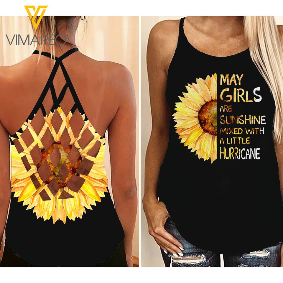 May Girls are sunshine Criss-Cross Open Back Camisole Tank Top VMRT