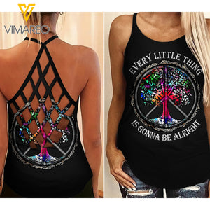Hippie girl Criss-Cross Open Back Camisole Tank Top 1307A