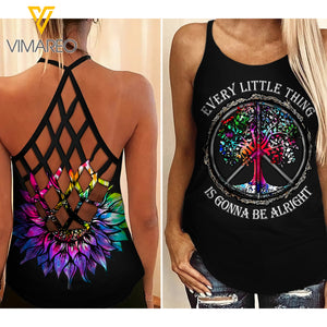 Hippie girl Criss-Cross Open Back Camisole Tank Top 1307A