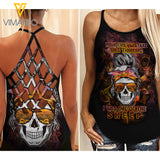 TATTOO GIRL I AM ONE OF THE SHEEP Criss-Cross Open Back Camisole Tank Top AAYY