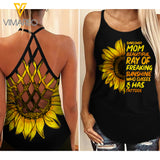 MOM SUNFLOWER CRISS-CROSS OPEN BACK CAMISOLE TANK TOP