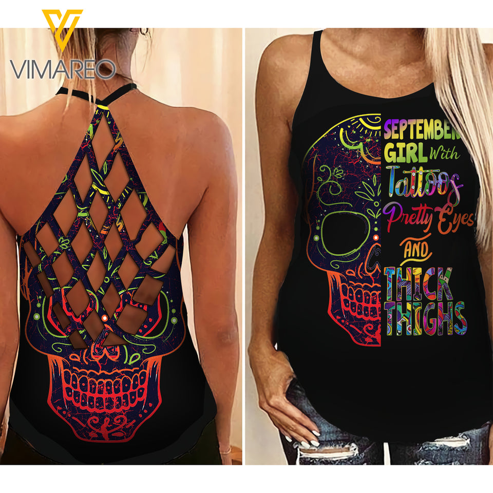 September GIRL Criss-Cross Open Back Camisole Tank Top TL123