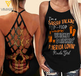 Whiskey Drinkin' Kinda girl Criss-Cross Open Back Camisole Tank Top
