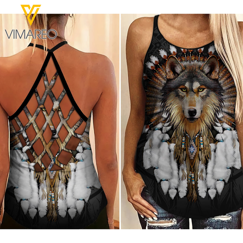 PHN Native American Criss-Cross Open Back Camisole Tank Top Legging MAR-MA29 SD