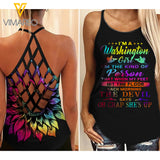 Washington Girl With Sunflower Criss-Cross Open Back Camisole Tank Top/ Legging