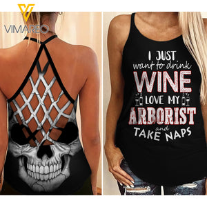 arborist WIFE Criss-Cross Open Back Camisole Tank Top