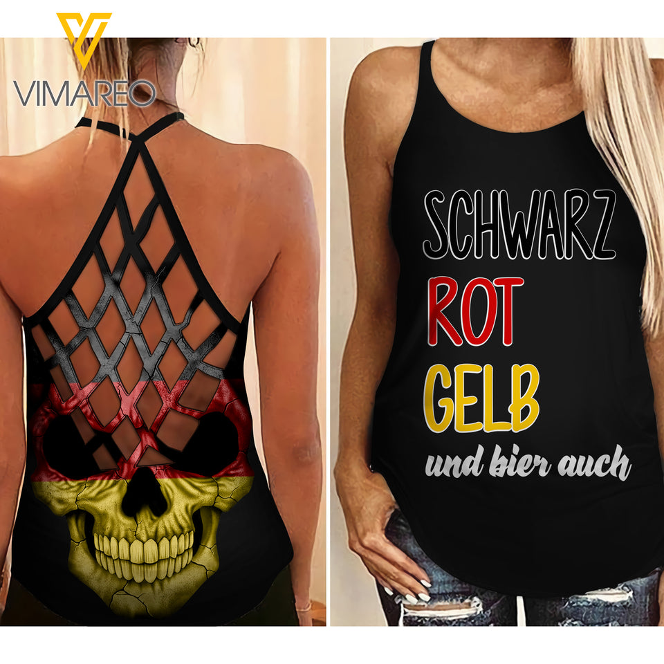 BIER SCHWARZ ROT GELB GERMANY CRISS-CROSS TANK TOP