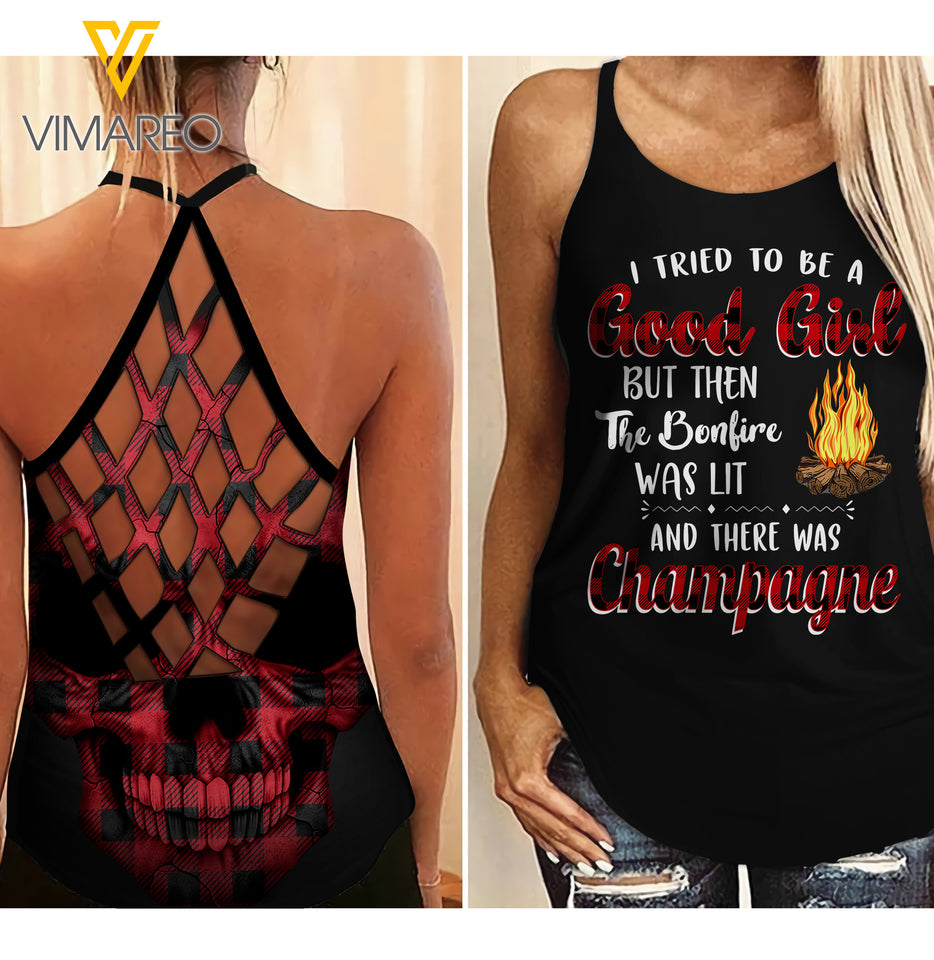 PHN Champagne Criss-Cross Open Back Camisole Tank Top 2 style MAR-MA26