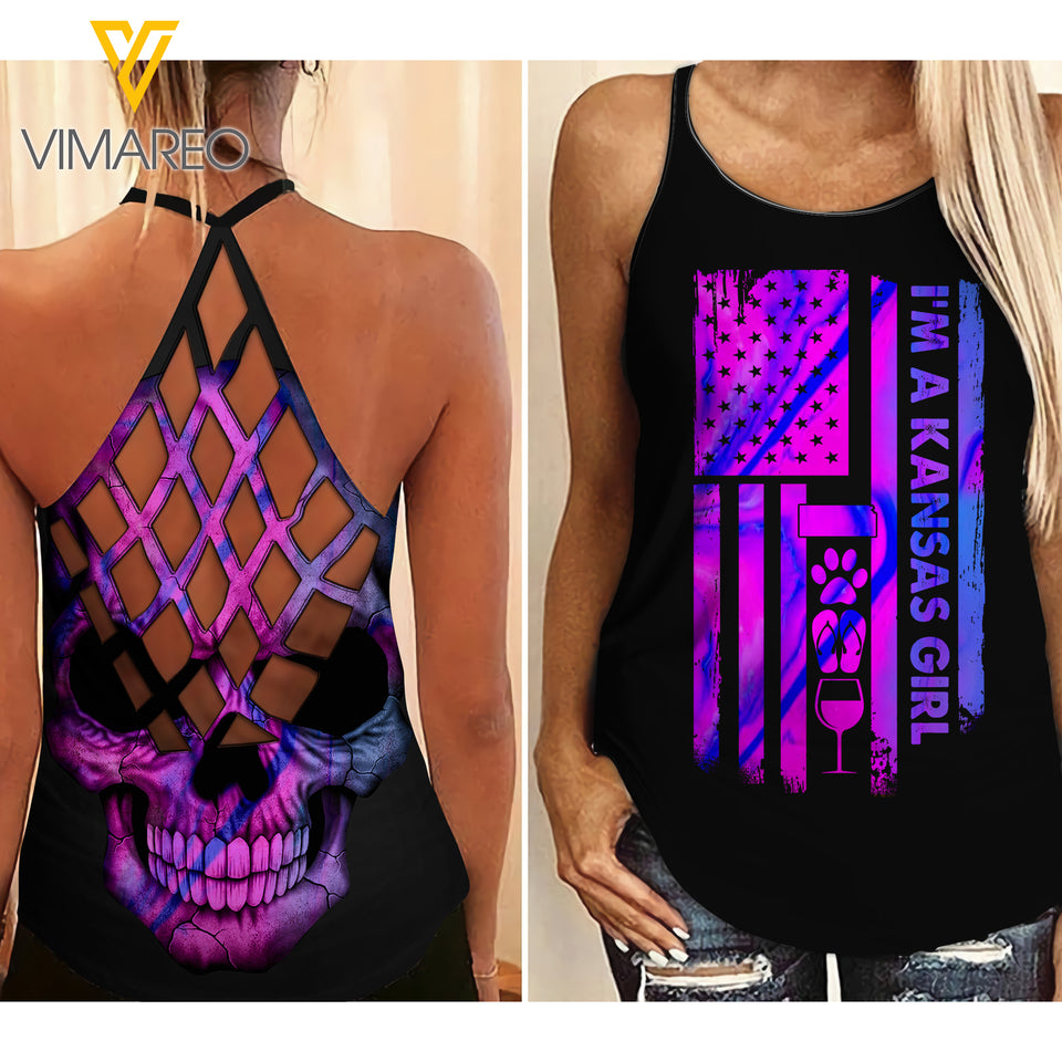 KANSAS GIRL CRISS-CROSS OPEN BACK CAMISOLE TANK TOP