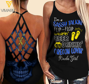Oregon lovein' Kinda girl-Criss-Cross Open Back Camisole Tank Top